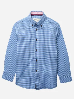 Blue Gingham Casual Long Sleeve Shirt