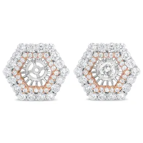 14K Two-Tone Gold Double Halo Diamond Earring Jackets with 1.875 Carats of Brilliance