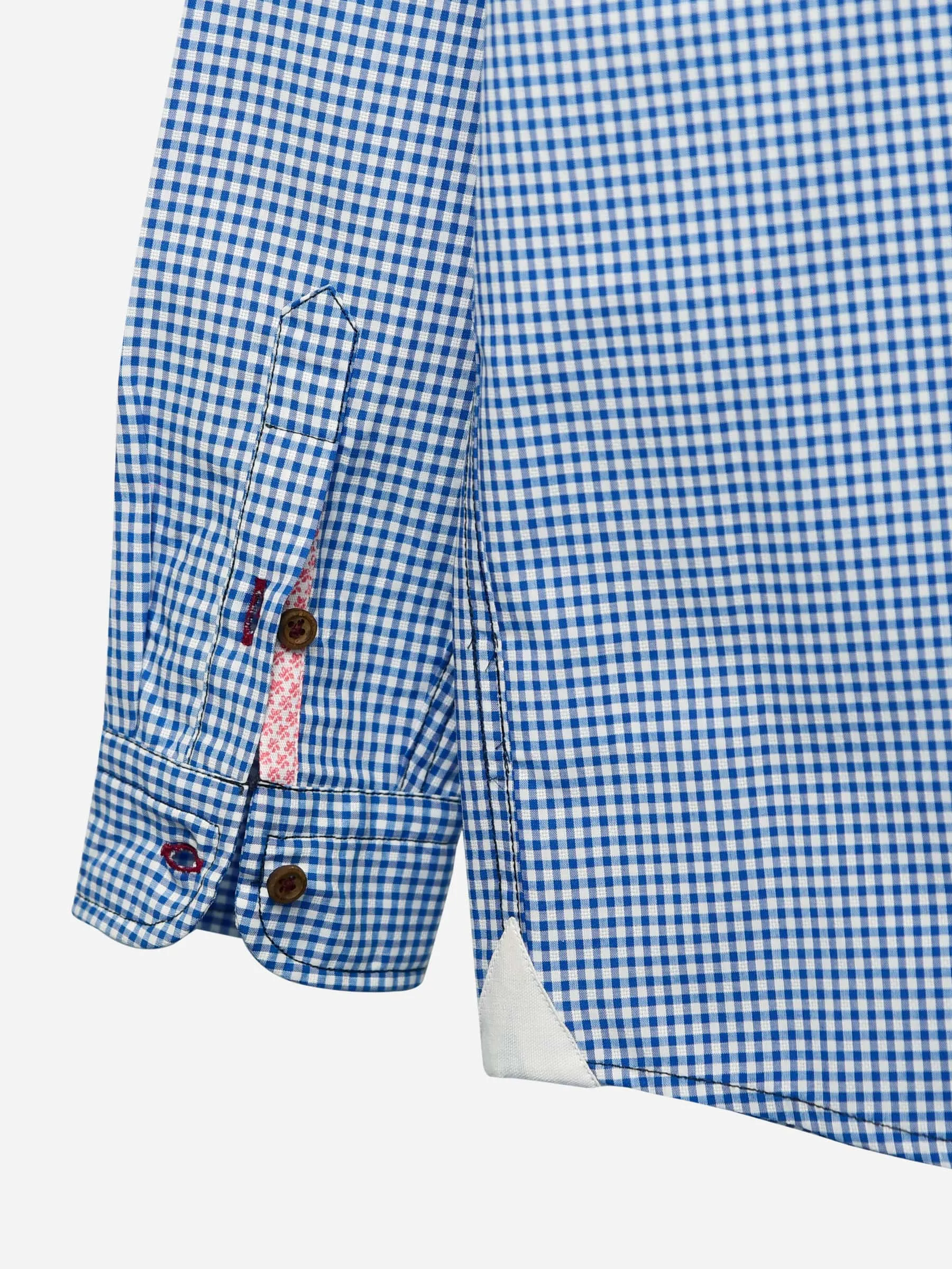 Blue Gingham Casual Long Sleeve Shirt