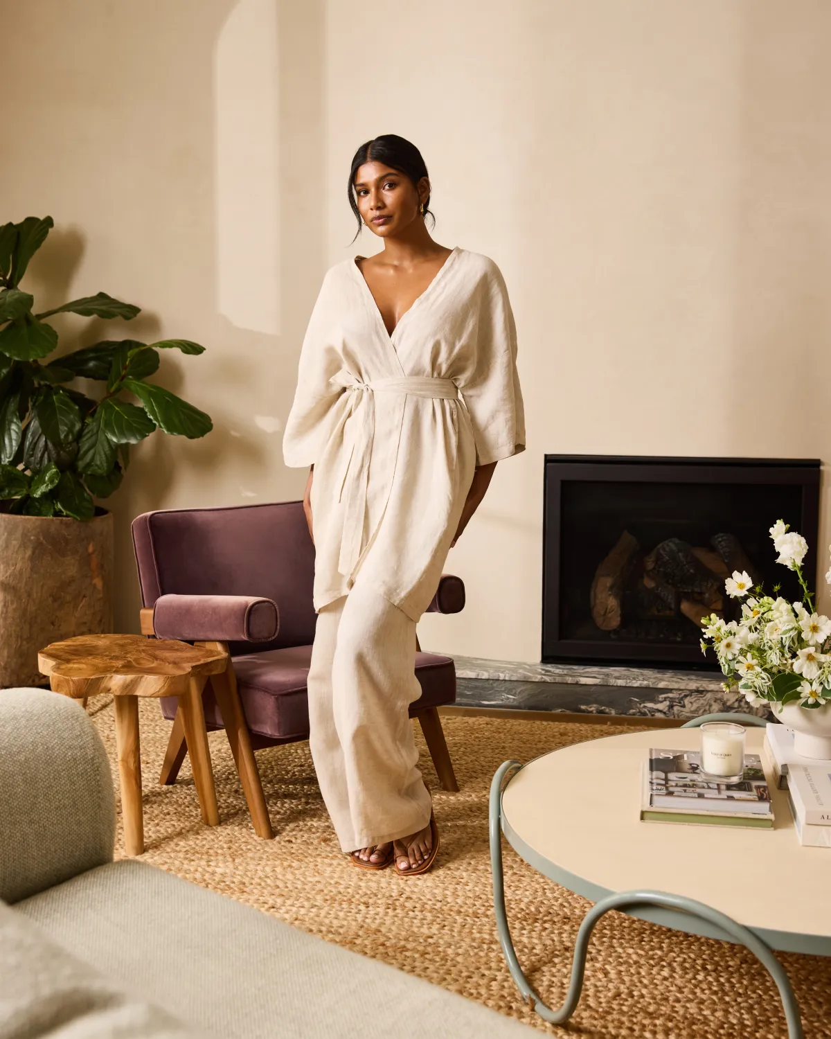 Cabana Short Robe in Oatmeal