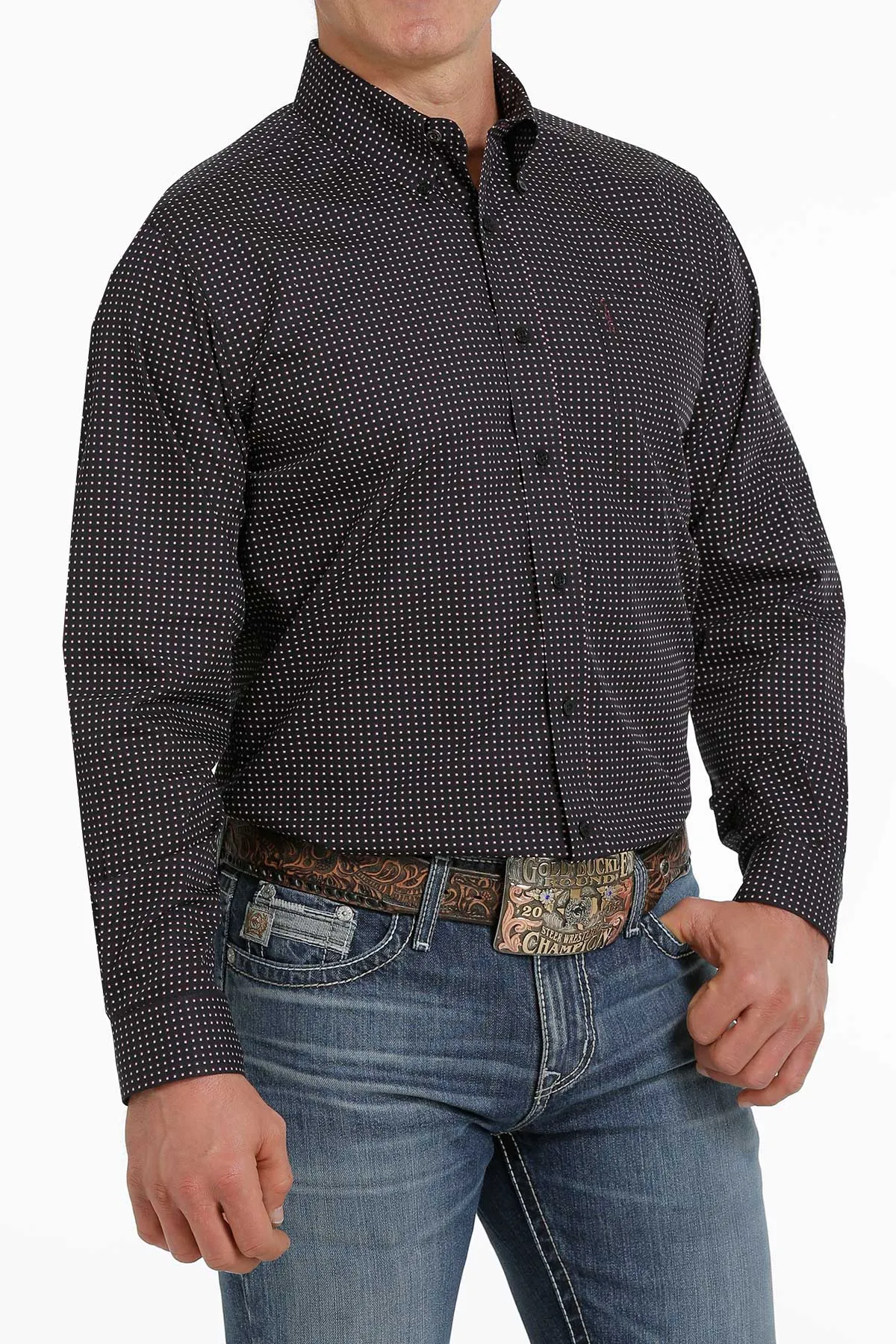 Cinch Men's Long Sleeve Modern Fit Black Print Shirt