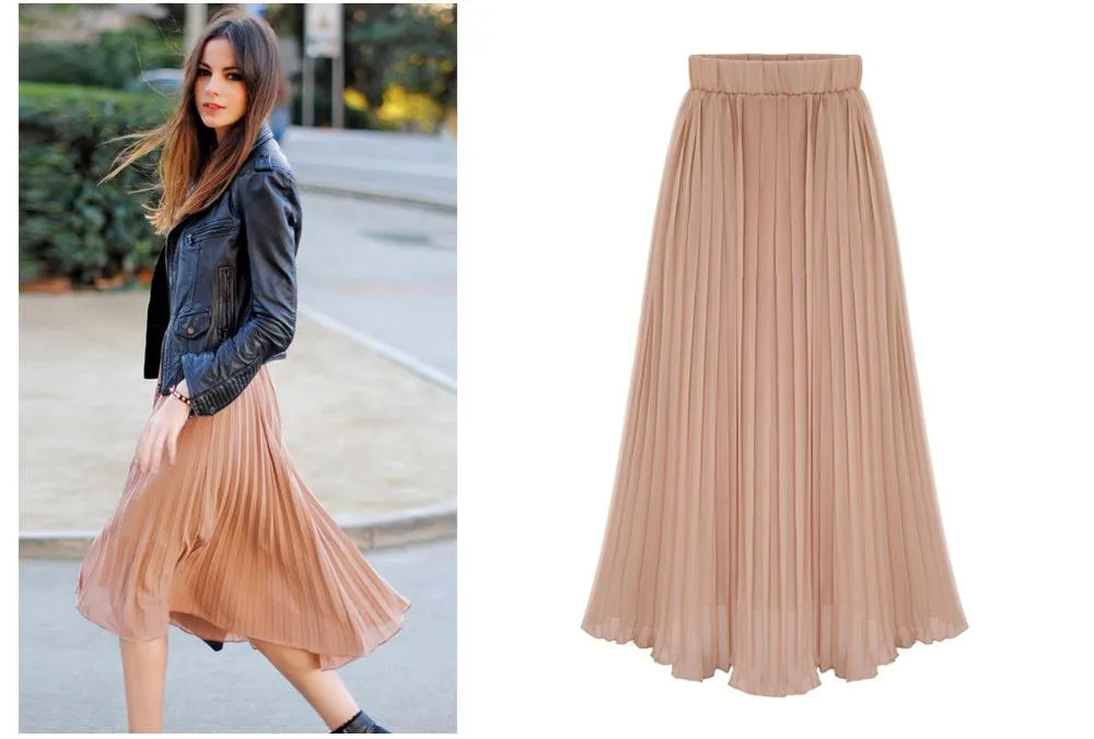 Clearance Pure Color Chiffon Pleated Big Short Skirt