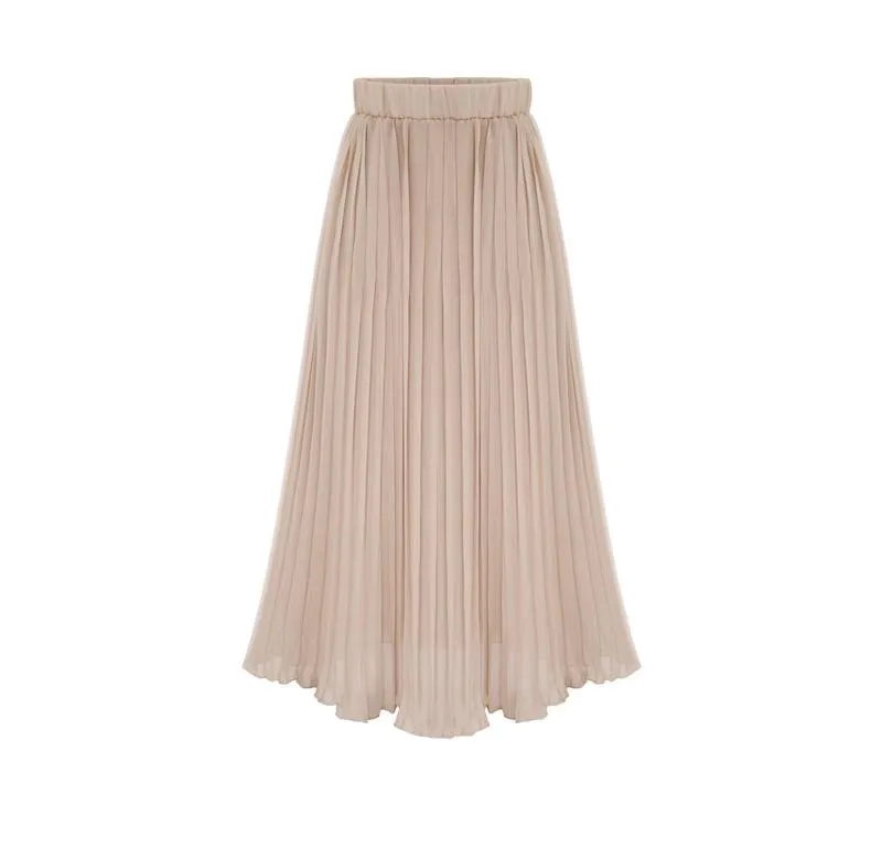 Clearance Pure Color Chiffon Pleated Big Short Skirt