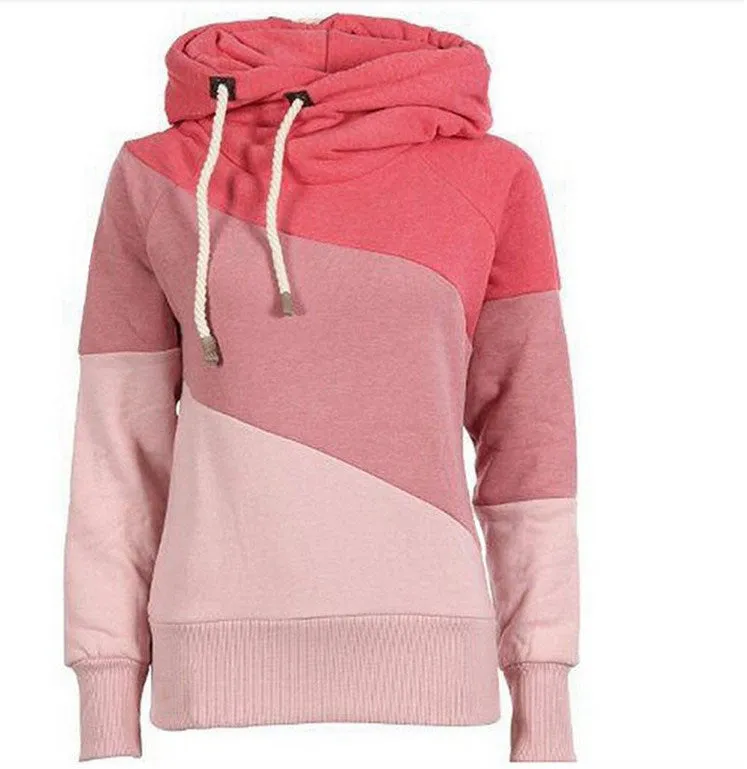 Color Block Patchwork High Neck Sport Hoodie