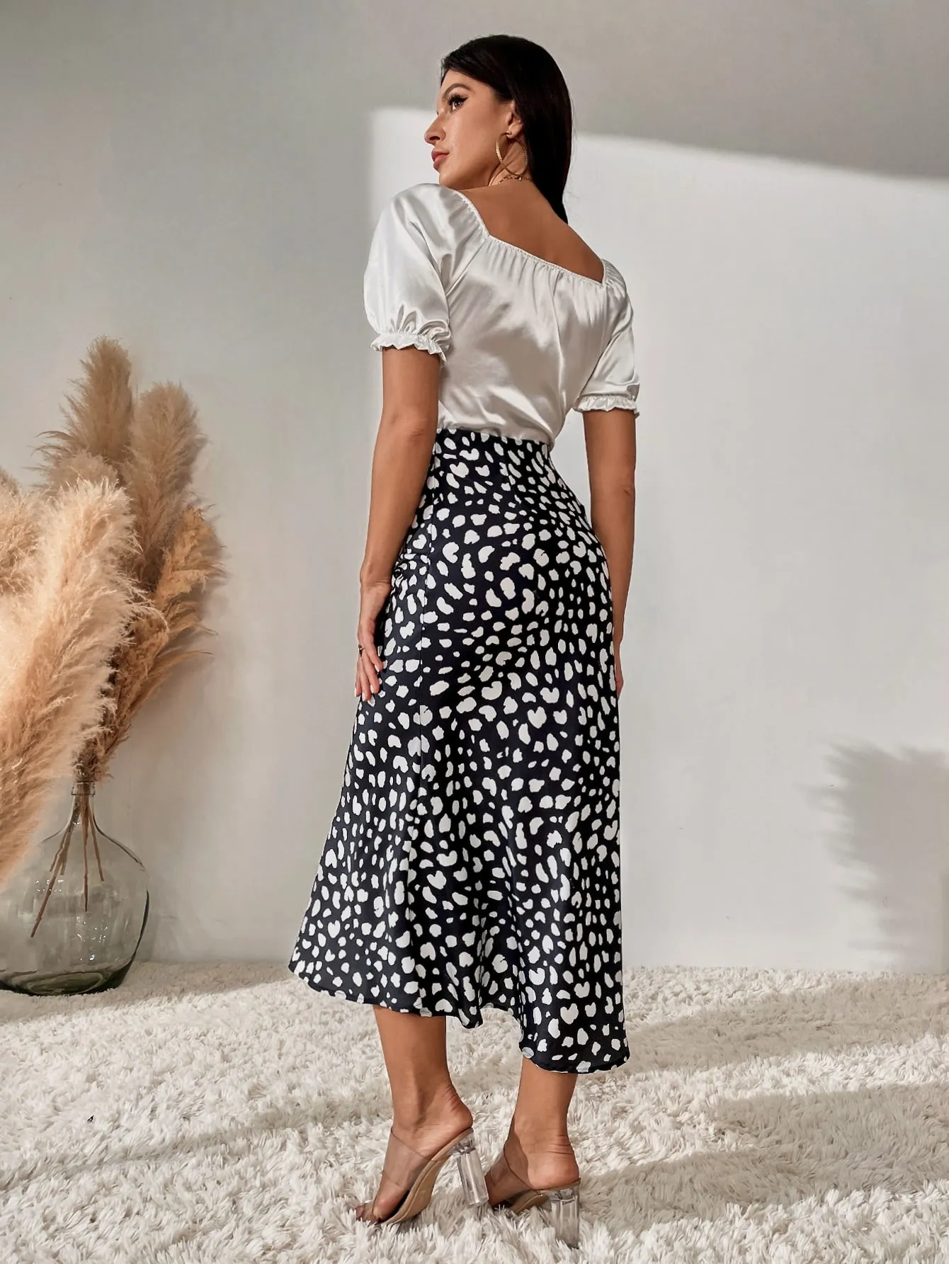 Elegant All Over Print High Waist Maxi Women Skirt