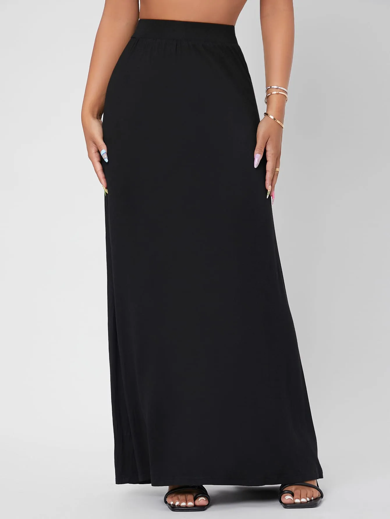 Elegant Plain High Waist Maxi Womens Skirts