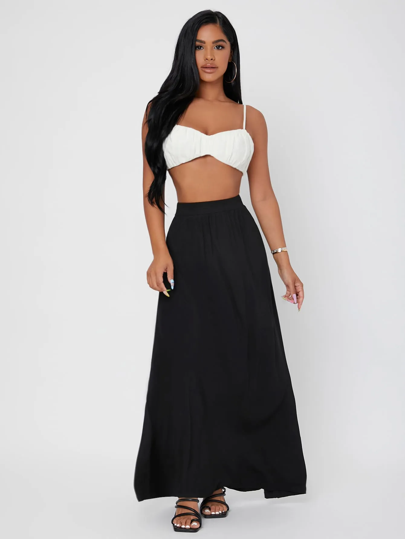 Elegant Plain High Waist Maxi Womens Skirts