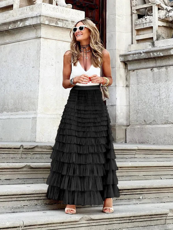 Elegant Tiered Maxi Skirt