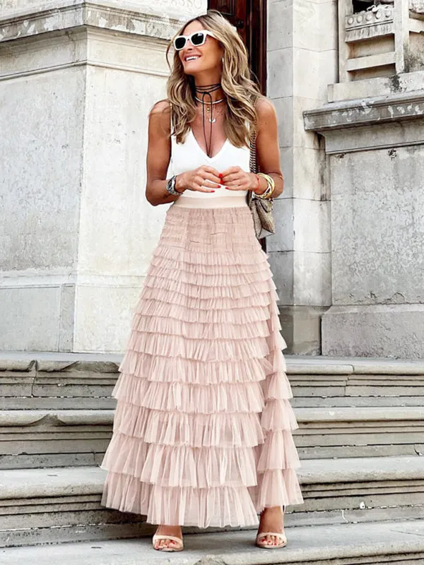 Elegant Tiered Maxi Skirt