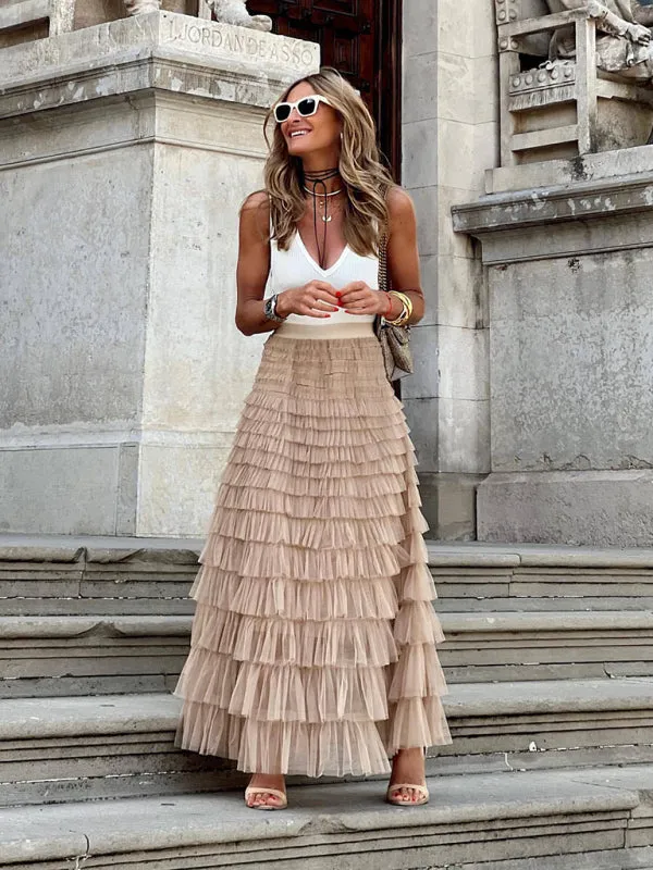 Elegant Tiered Maxi Skirt