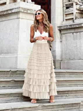 Elegant Tiered Maxi Skirt