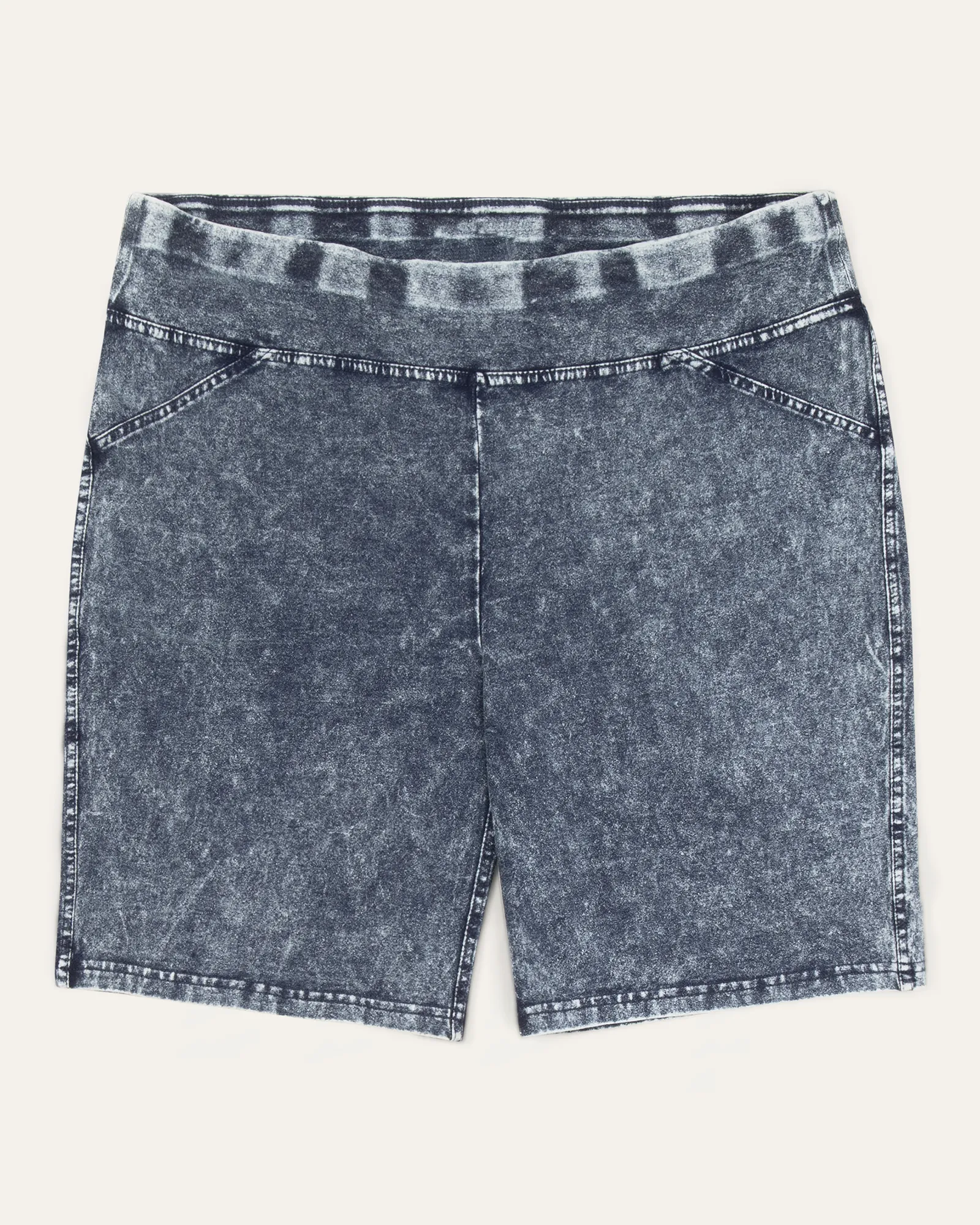 Emma Knit Denim Biker Short | Navy