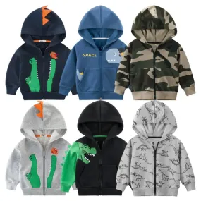 Fall Winter New Camouflage Hoodies for Boys and Girls Fashion Long Sleeve Zipper Hooded Jackets Coats Kids Children Outer Wear