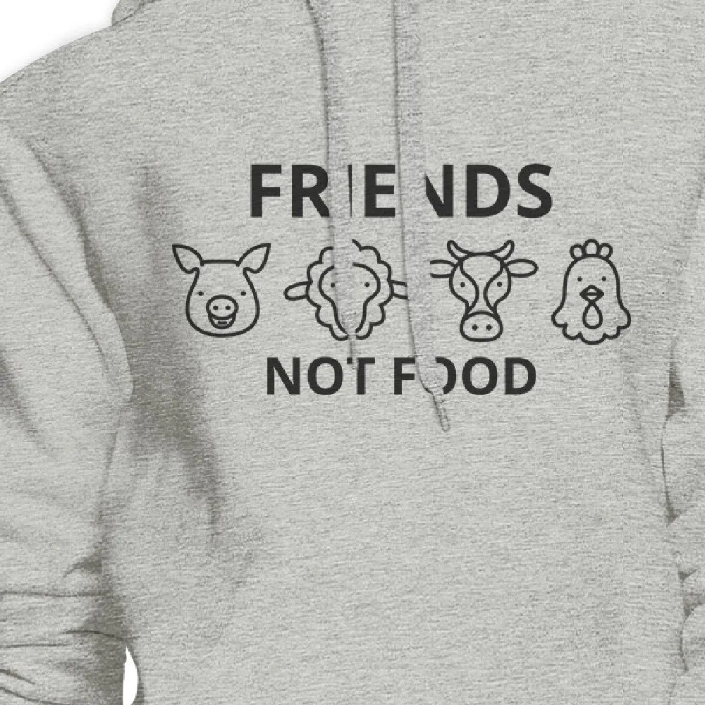 Friends Not Food Unisex Gray Hoodie Trendy Design Funny Graphic