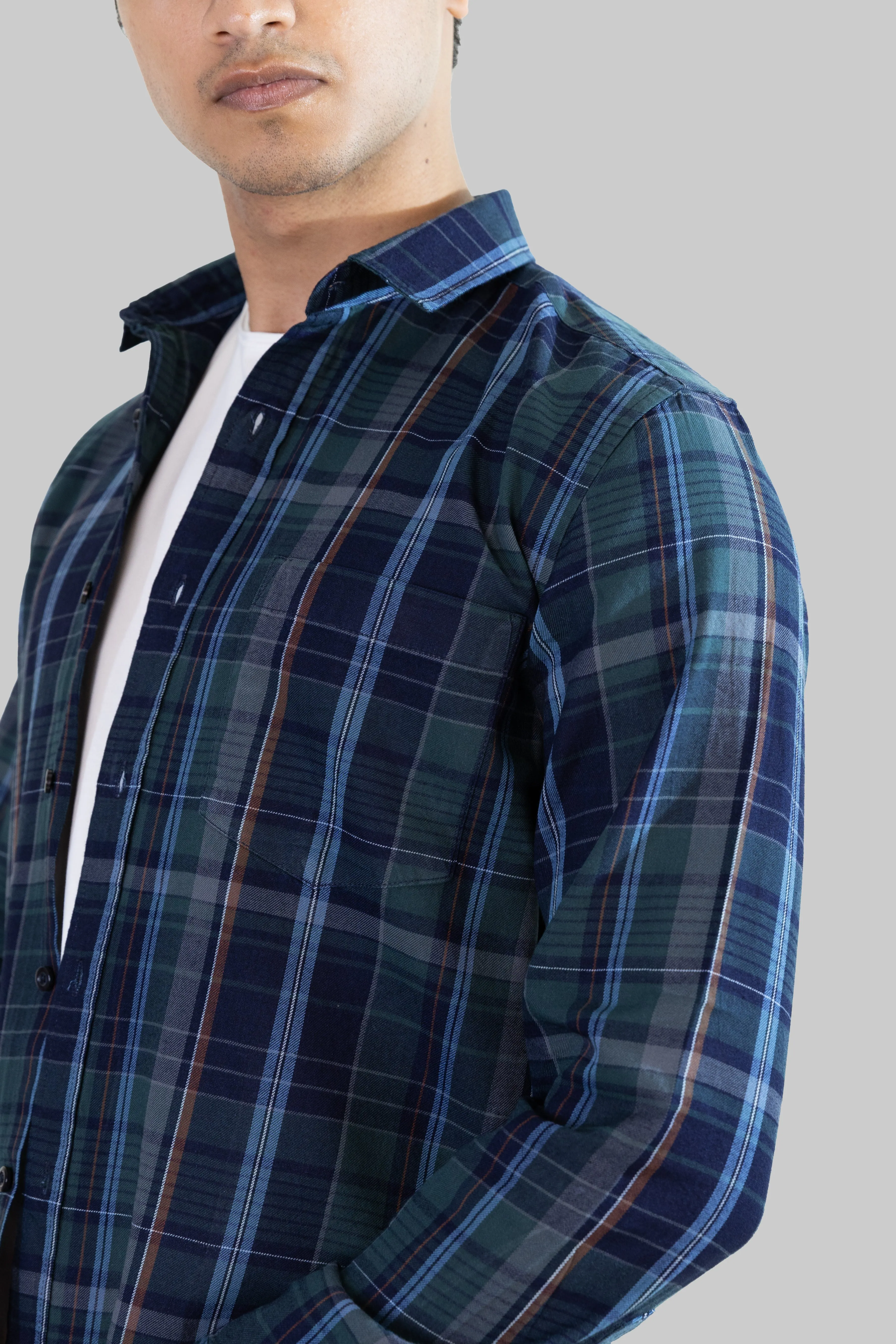 Gridline Checkered Shirt - Blue