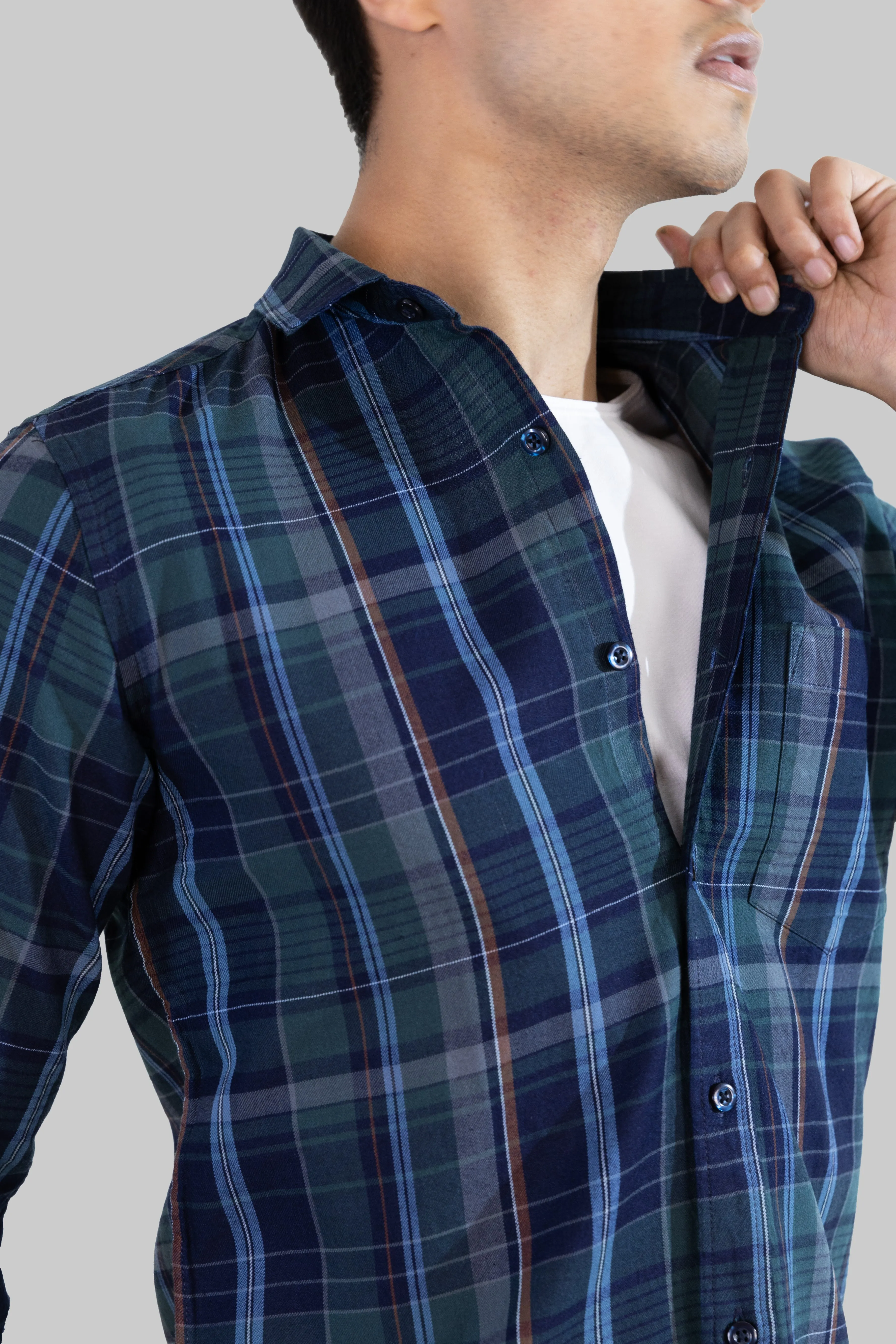 Gridline Checkered Shirt - Blue