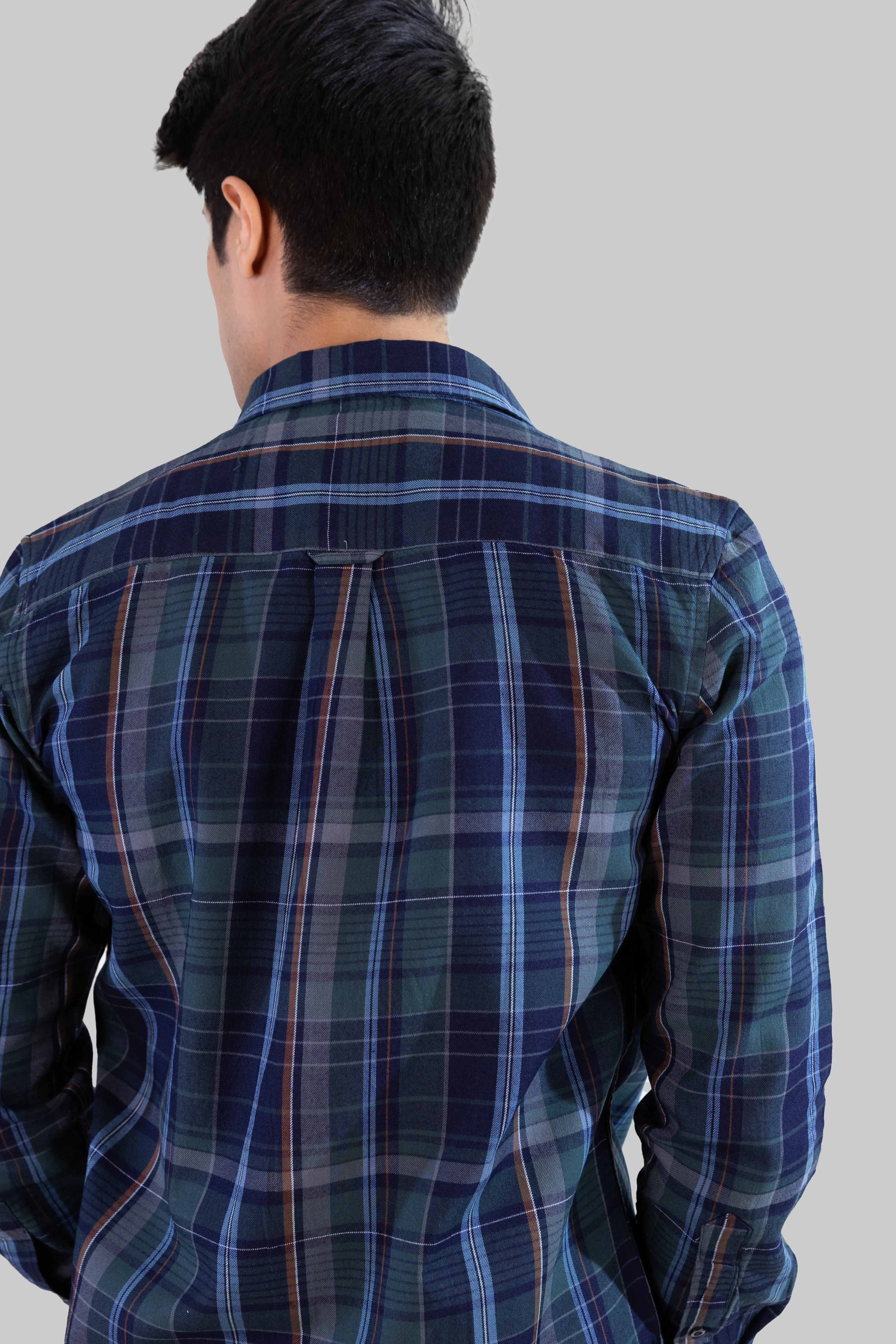 Gridline Checkered Shirt - Blue