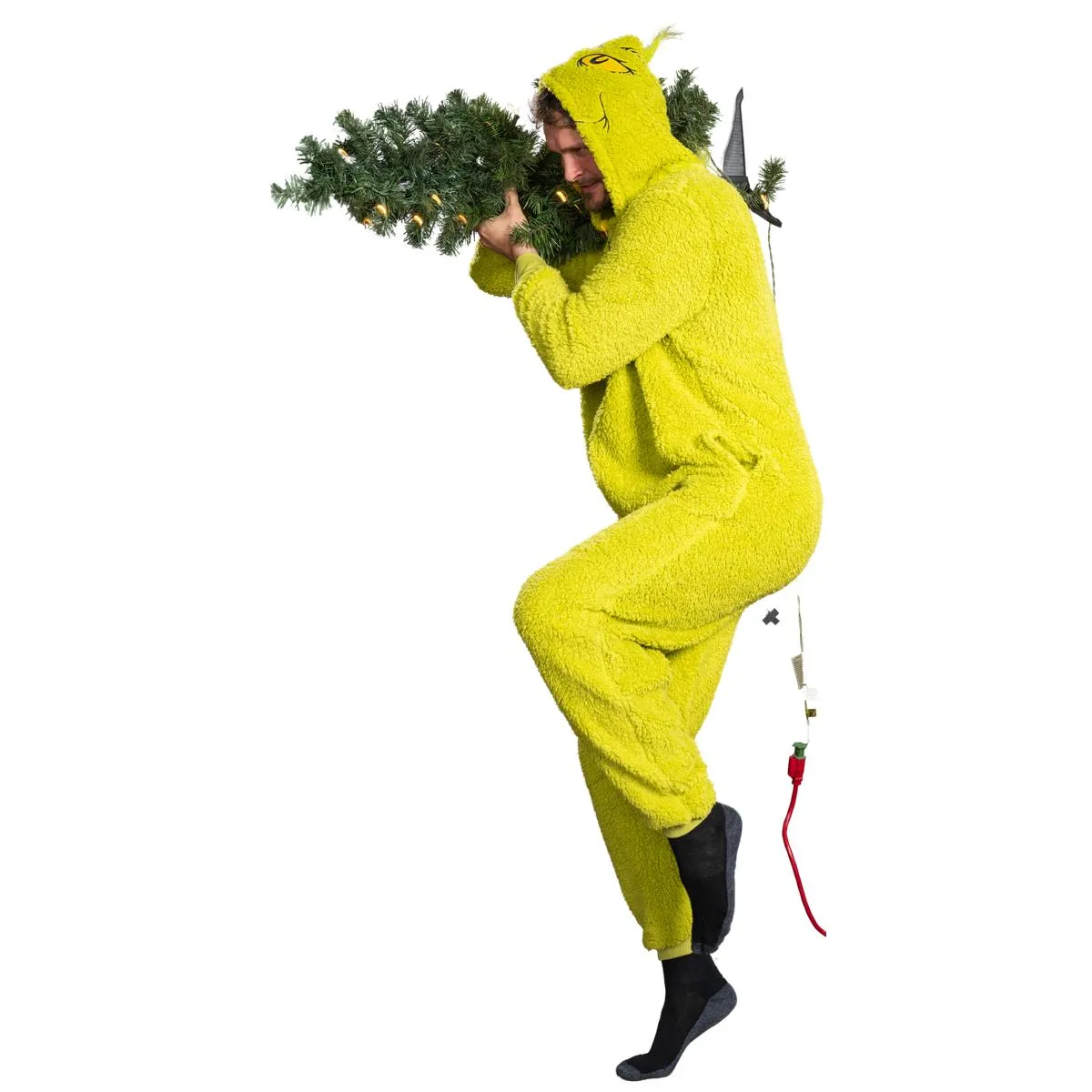 Grinch Sherpa Union Suit with Head Zipper