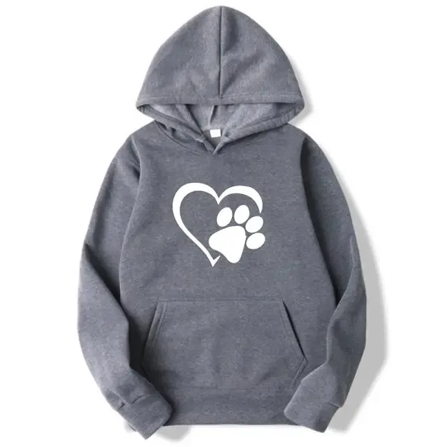 Heart Shape Paw Print Hoodies