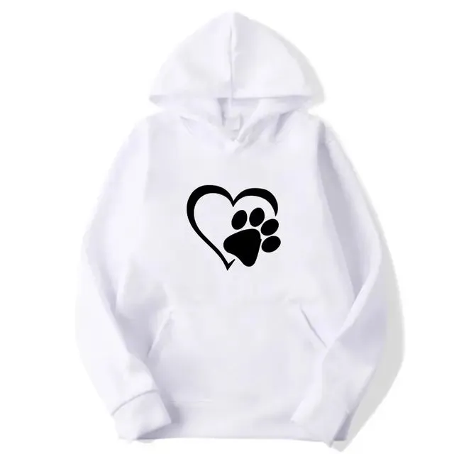 Heart Shape Paw Print Hoodies