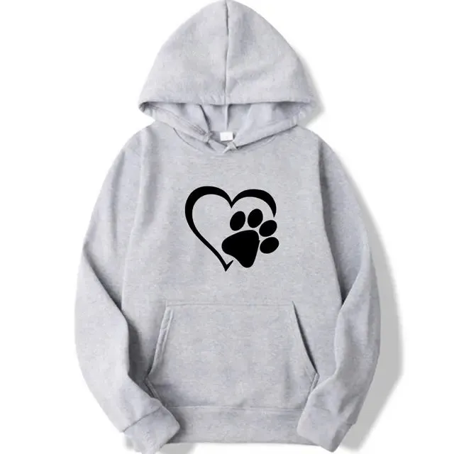 Heart Shape Paw Print Hoodies