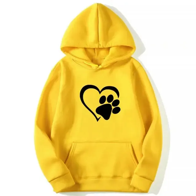 Heart Shape Paw Print Hoodies