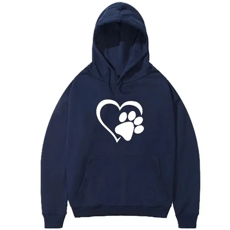 Heart Shape Paw Print Hoodies