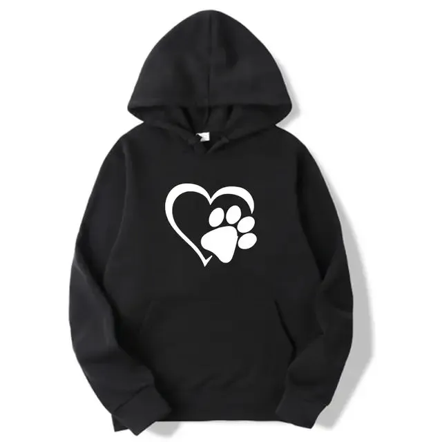 Heart Shape Paw Print Hoodies