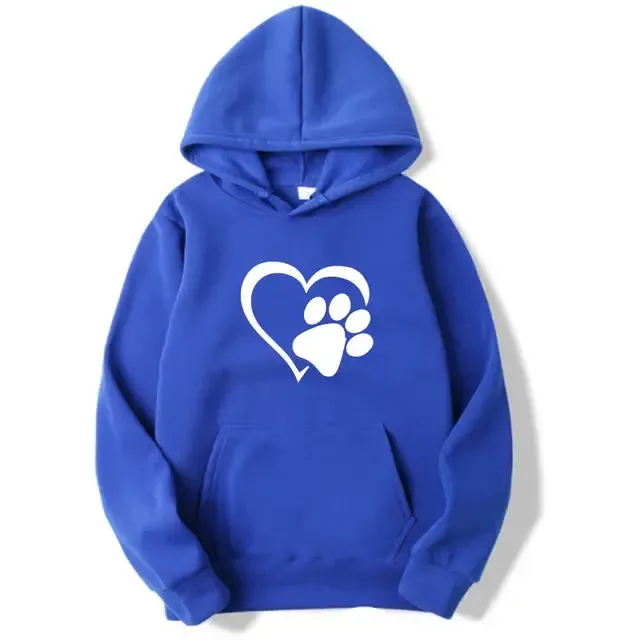 Heart Shape Paw Print Hoodies