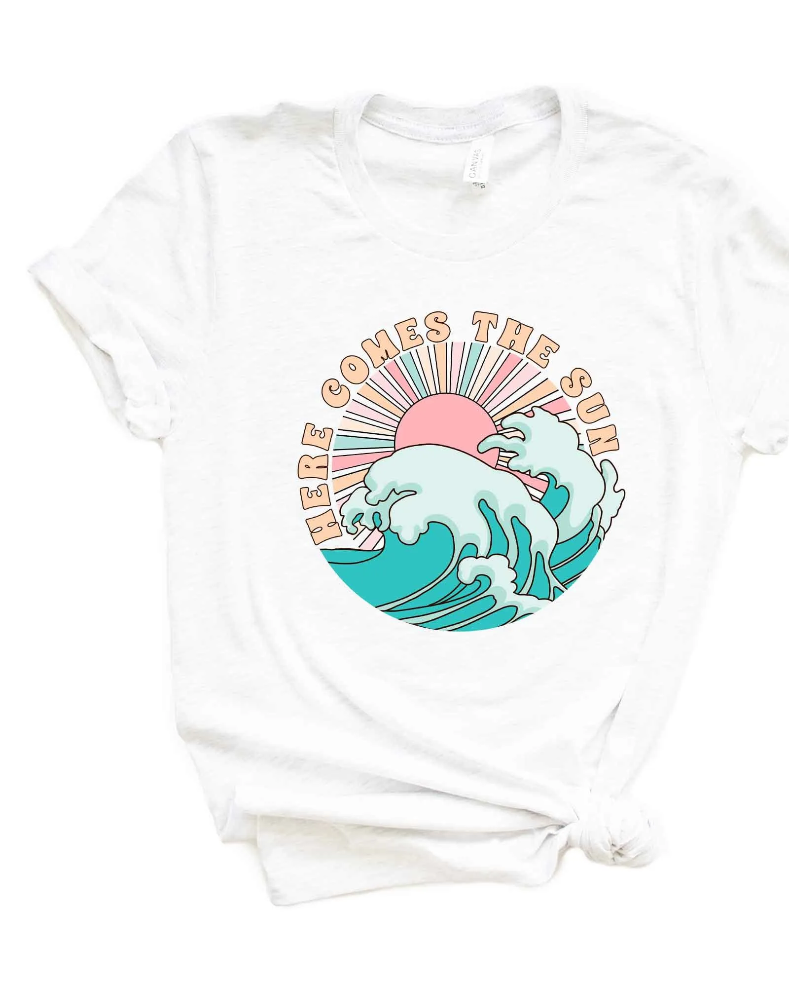 Here Comes The Sun Wave Short Sleeve Graphic Tee | White