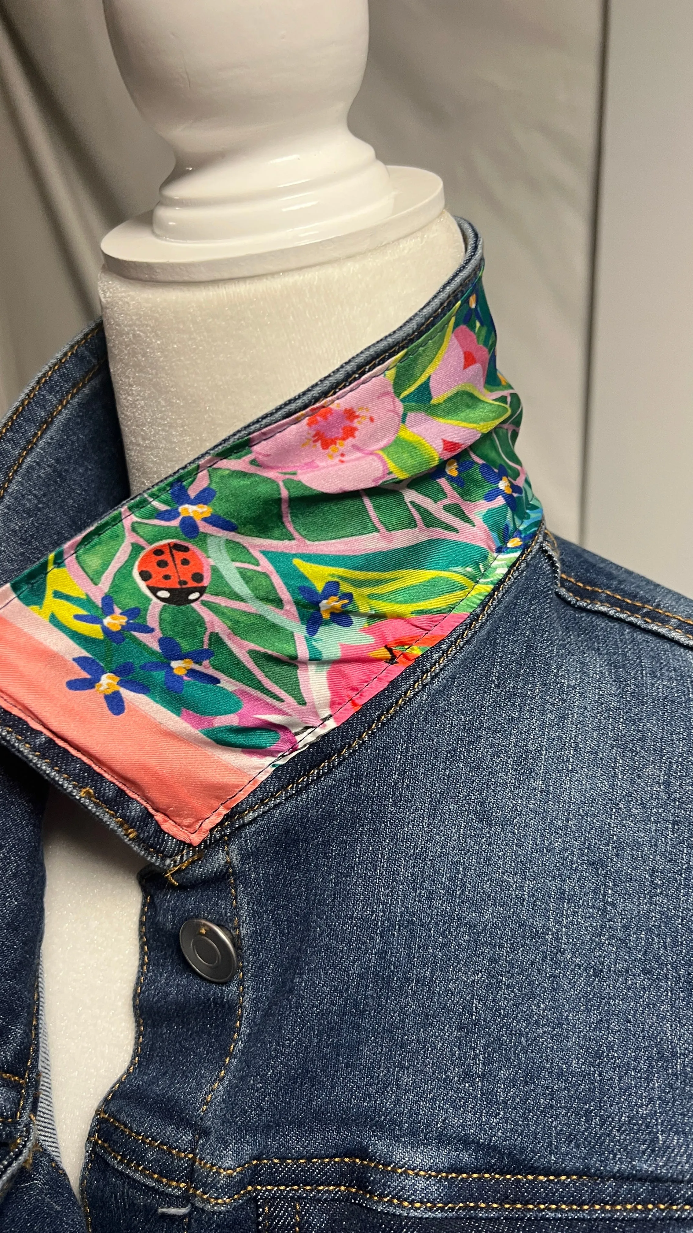 Kate Spade Springtime in NYC scarf Denim Jacket