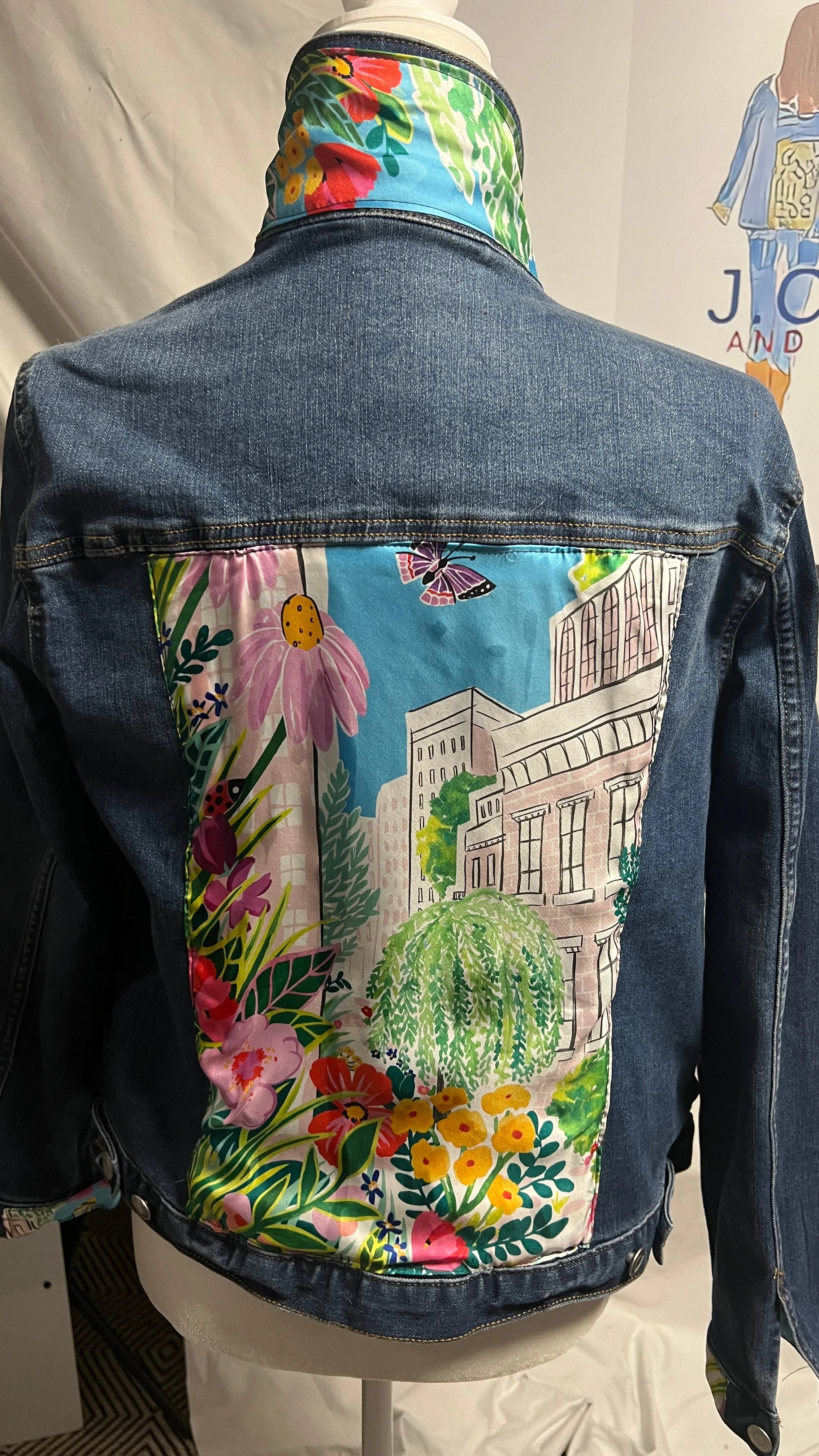 Kate Spade Springtime in NYC scarf Denim Jacket