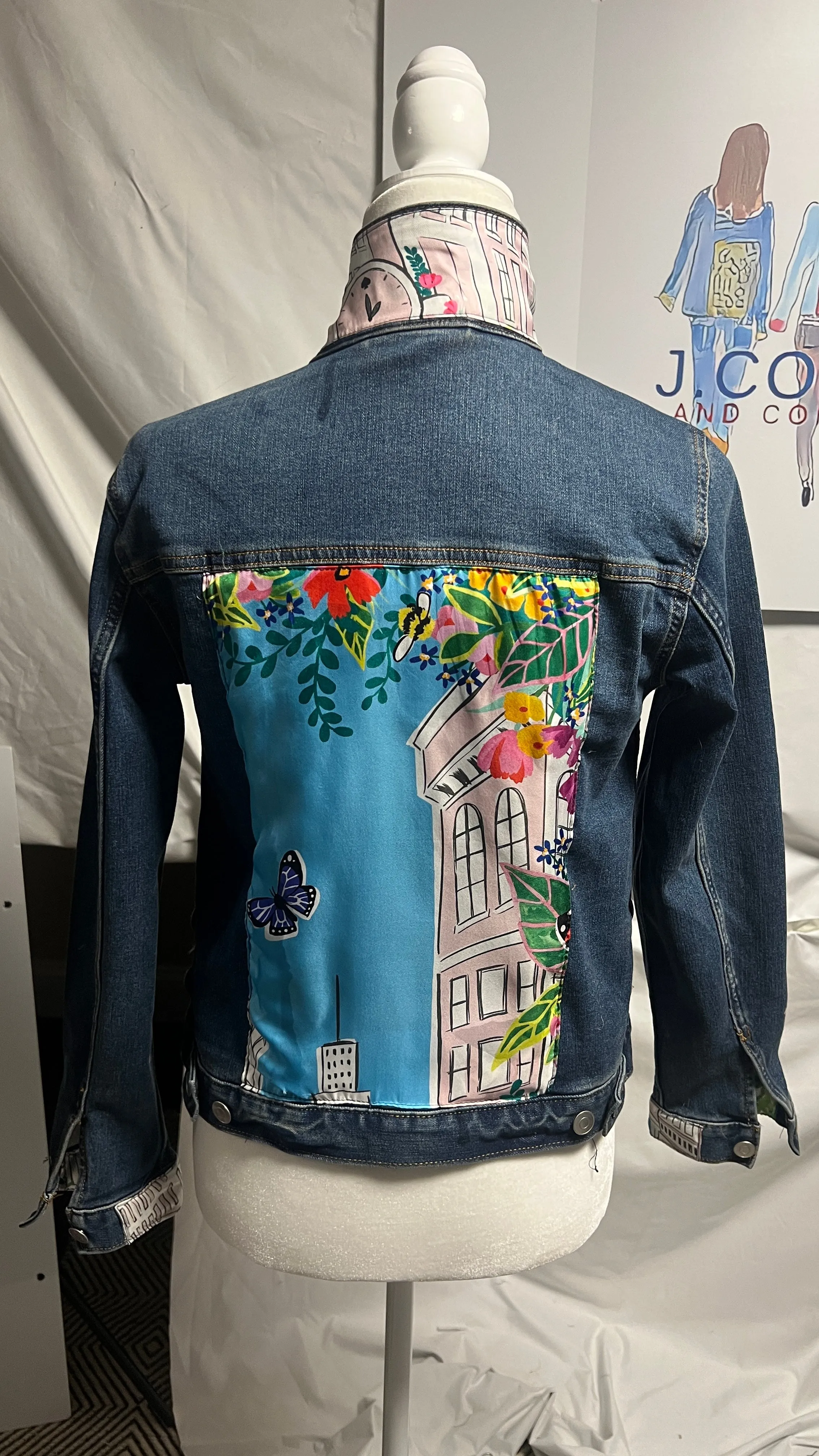 Kate Spade Springtime in NYC scarf Denim Jacket