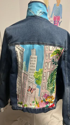 Kate Spade Springtime in NYC scarf Denim Jacket