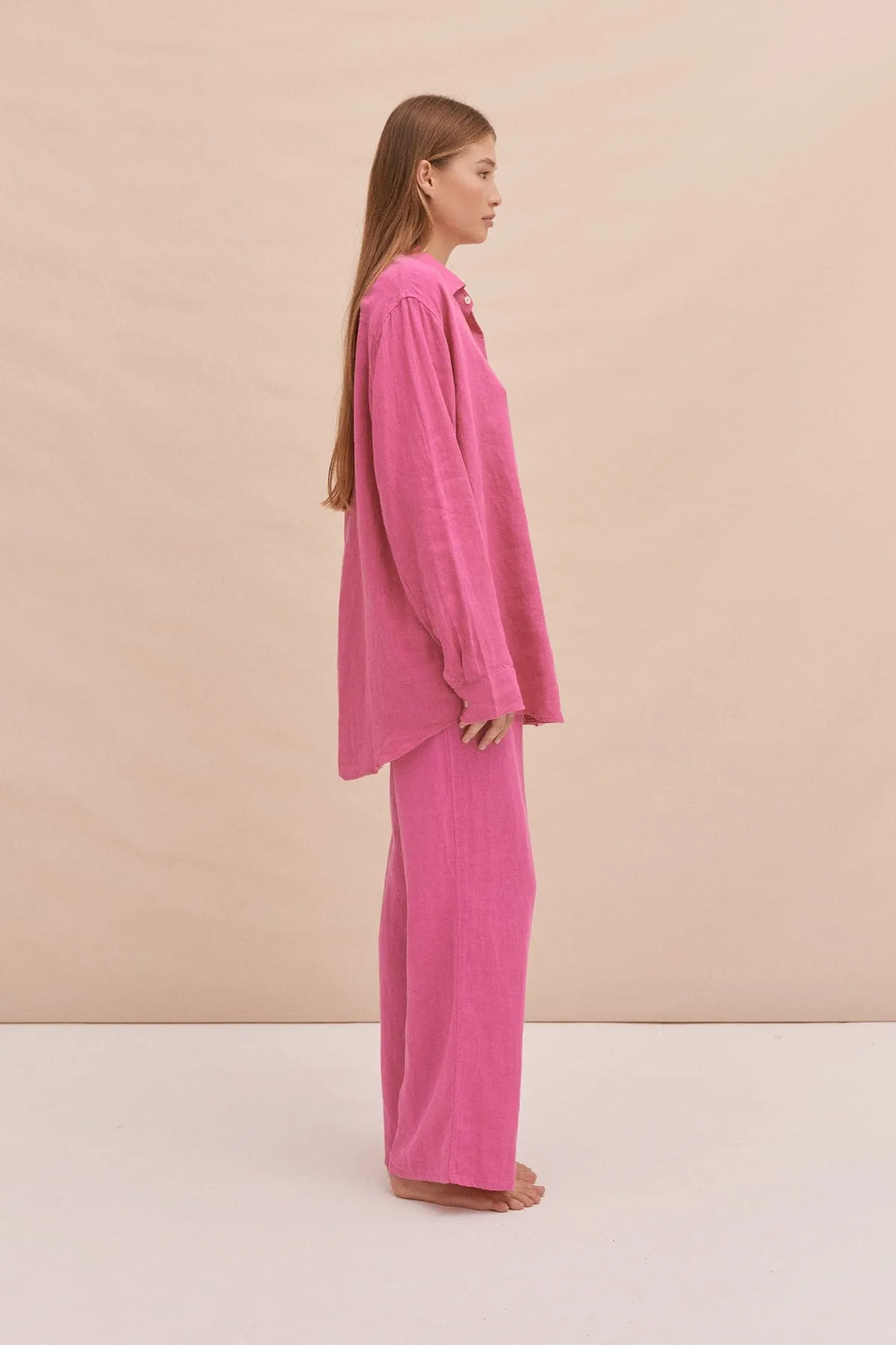 Lounge Trouser Cerise Pink Linen