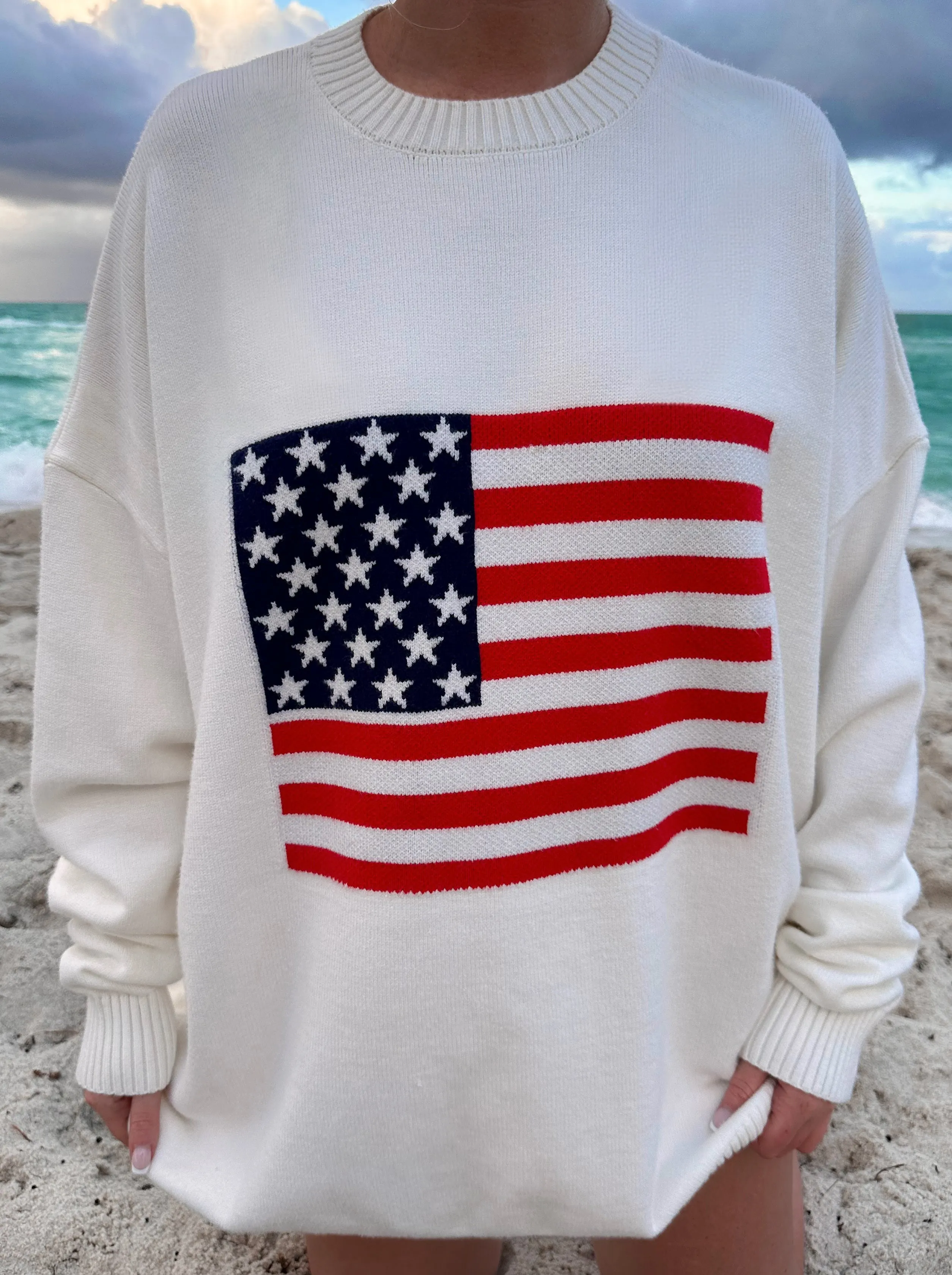 Luxury American Flag Oversized Sweater