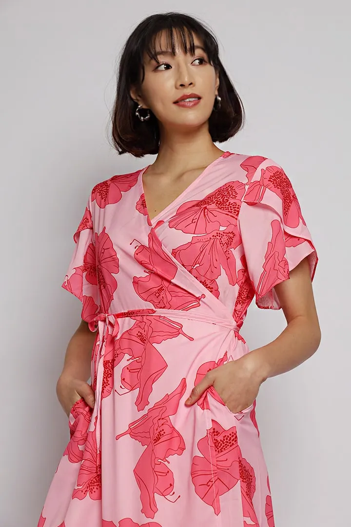 Meghan Wrap Dress in Pink