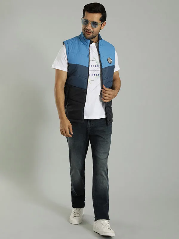 Men Solid Sleeveless Biker Jacket