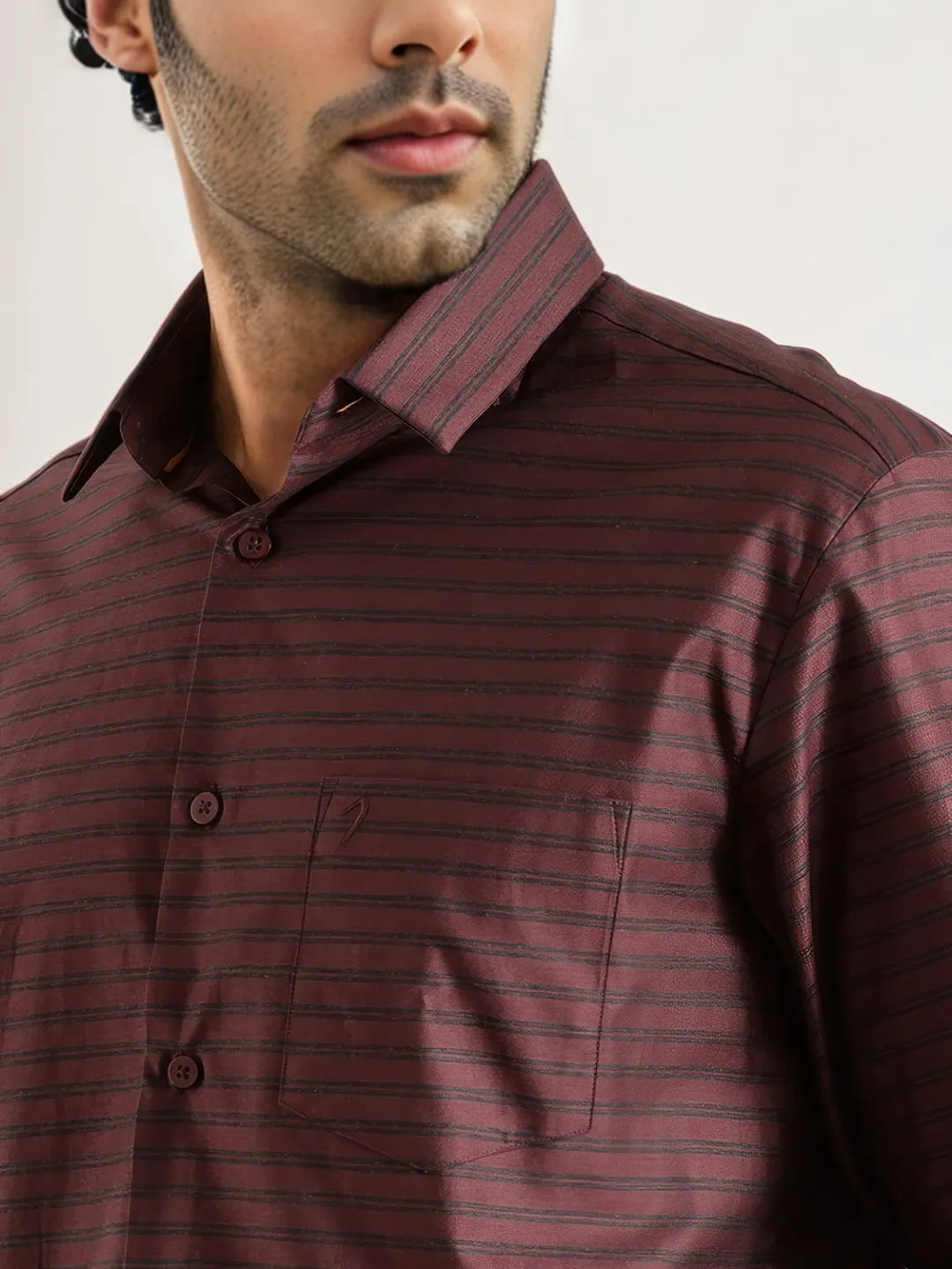 Men Striped Full Sleeve Cotton Stretch Shirt