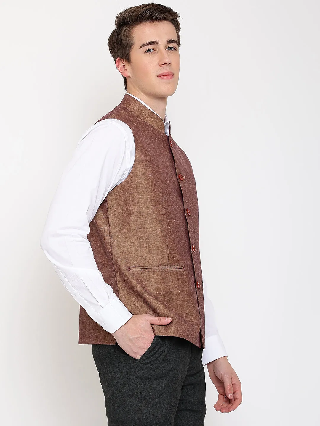 Mens Camel Waist Coat