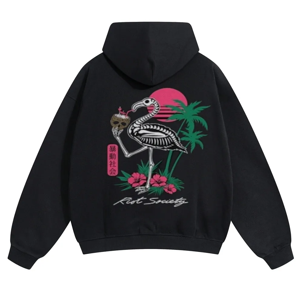 Mens Vintage Skeleton Crane Hoodies