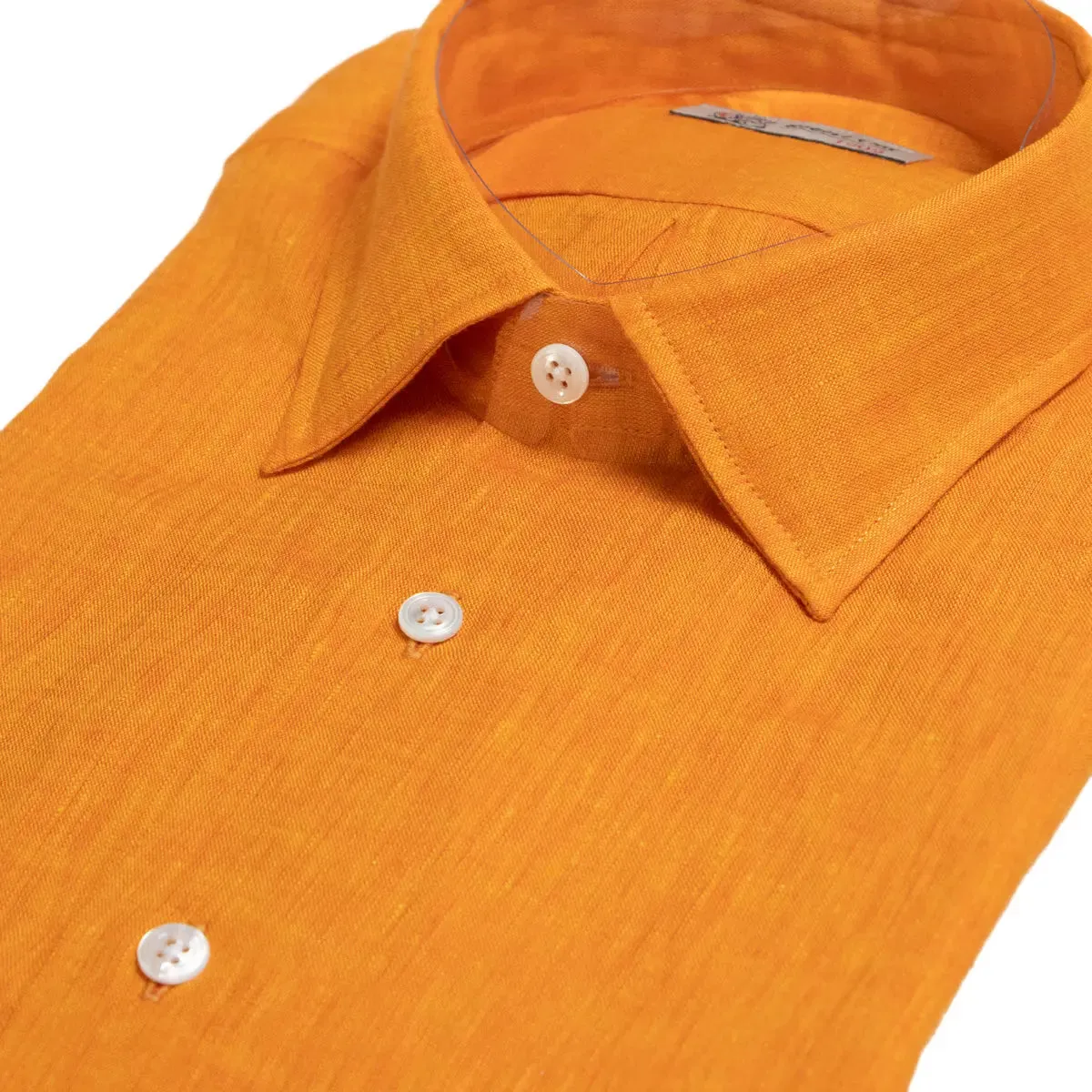 Orange Linen Long Sleeve Shirt