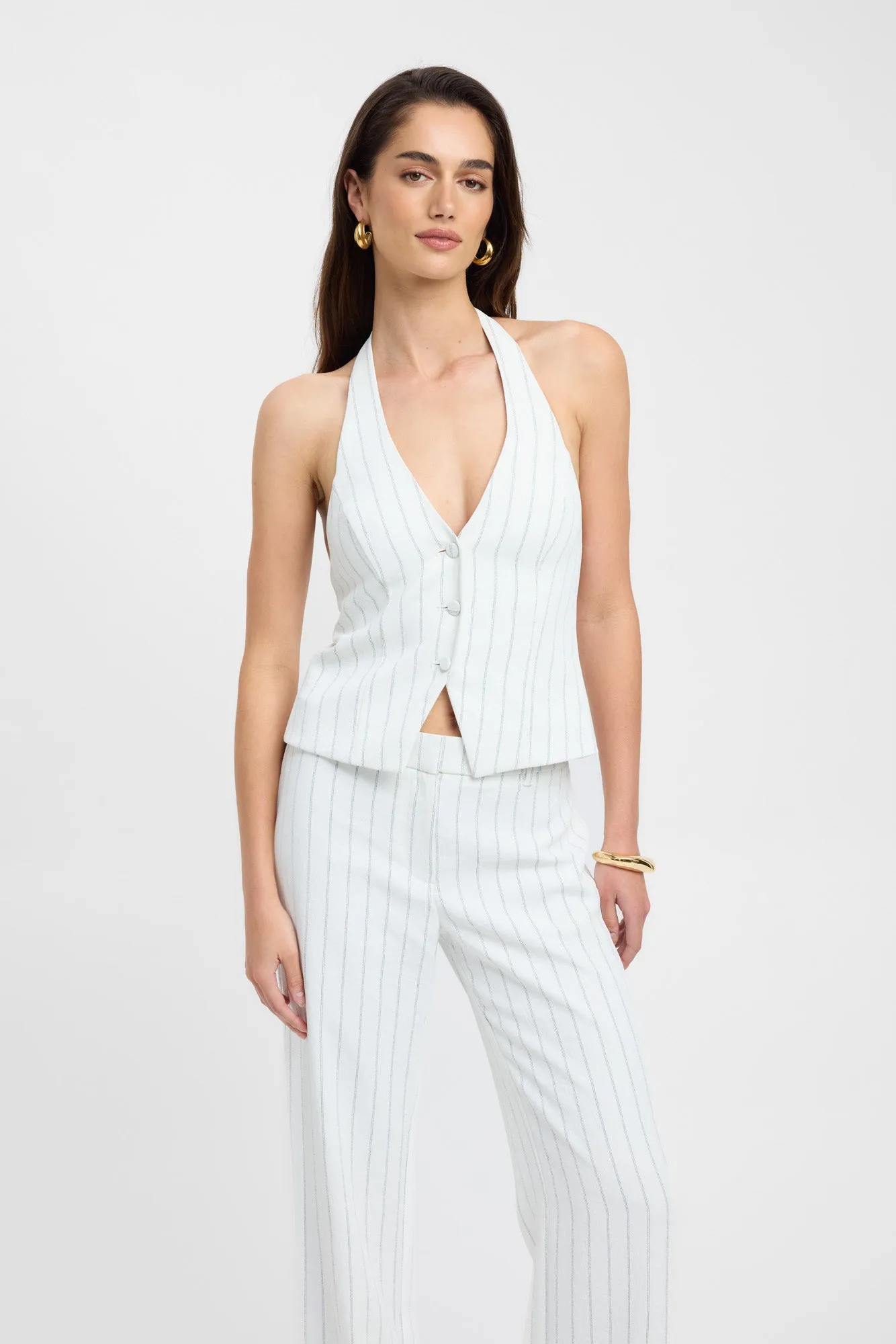 Oyster Pinstripe Vest