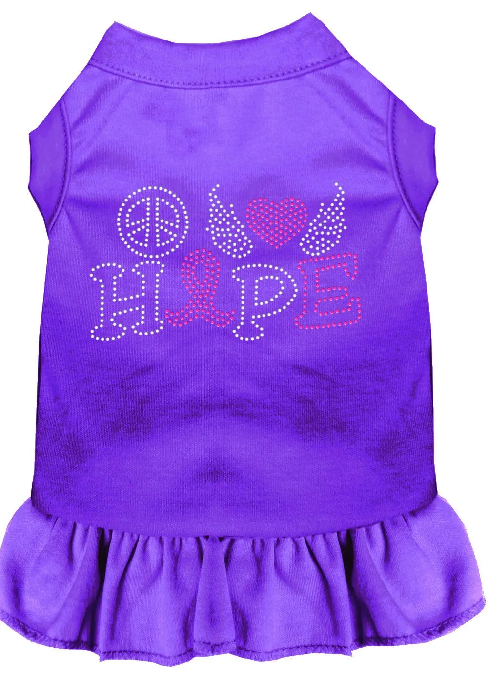 Peace Love Hope Breast Cancer Rhinestone Pet Dress Purple Lg (14)