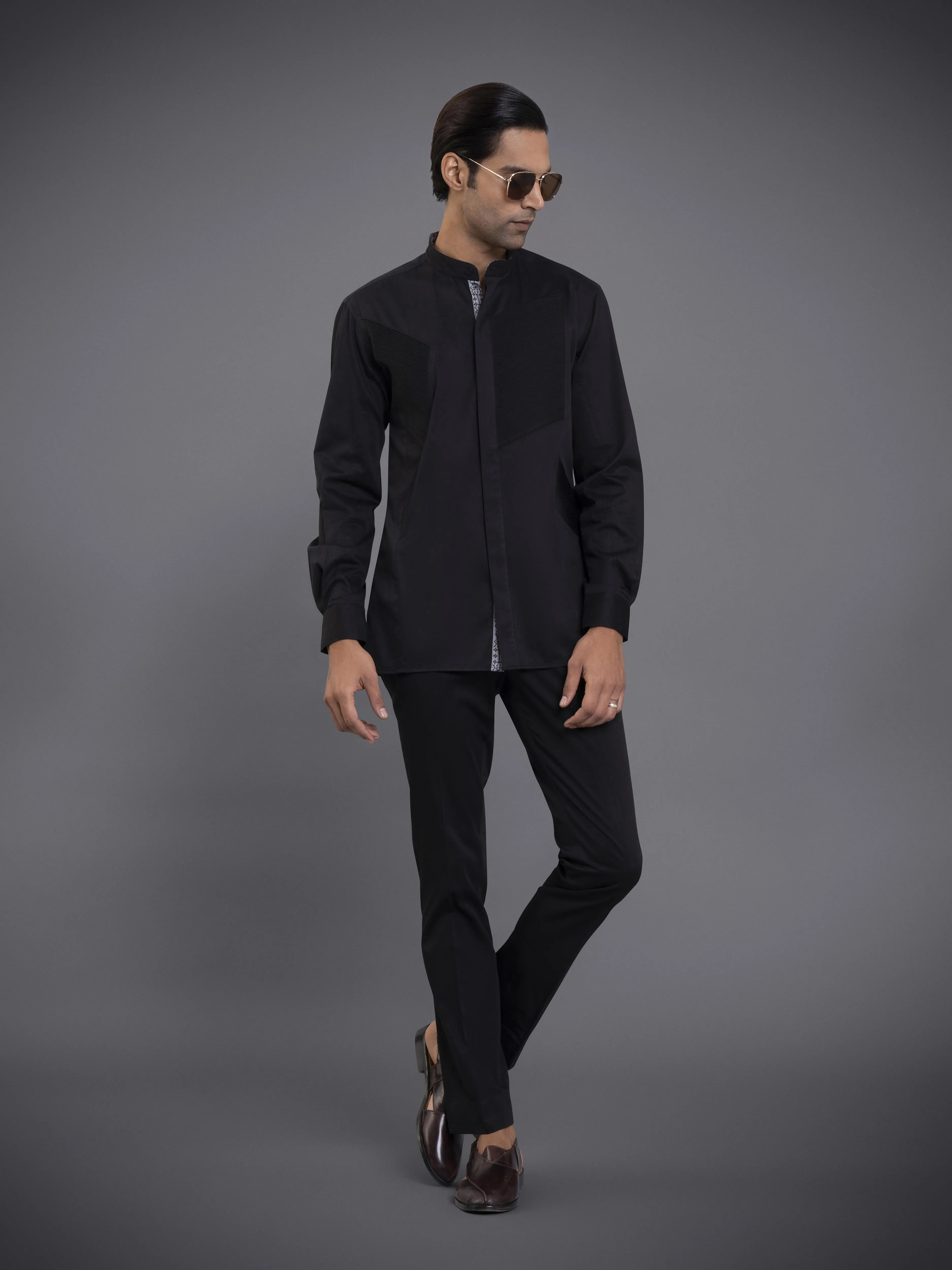 PINTUCK PANELLED SHIRT