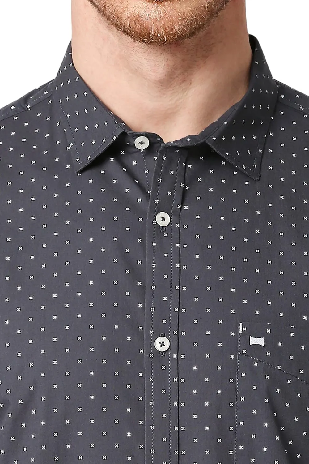 Slim Fit Cotton Poplin Printed Shirts