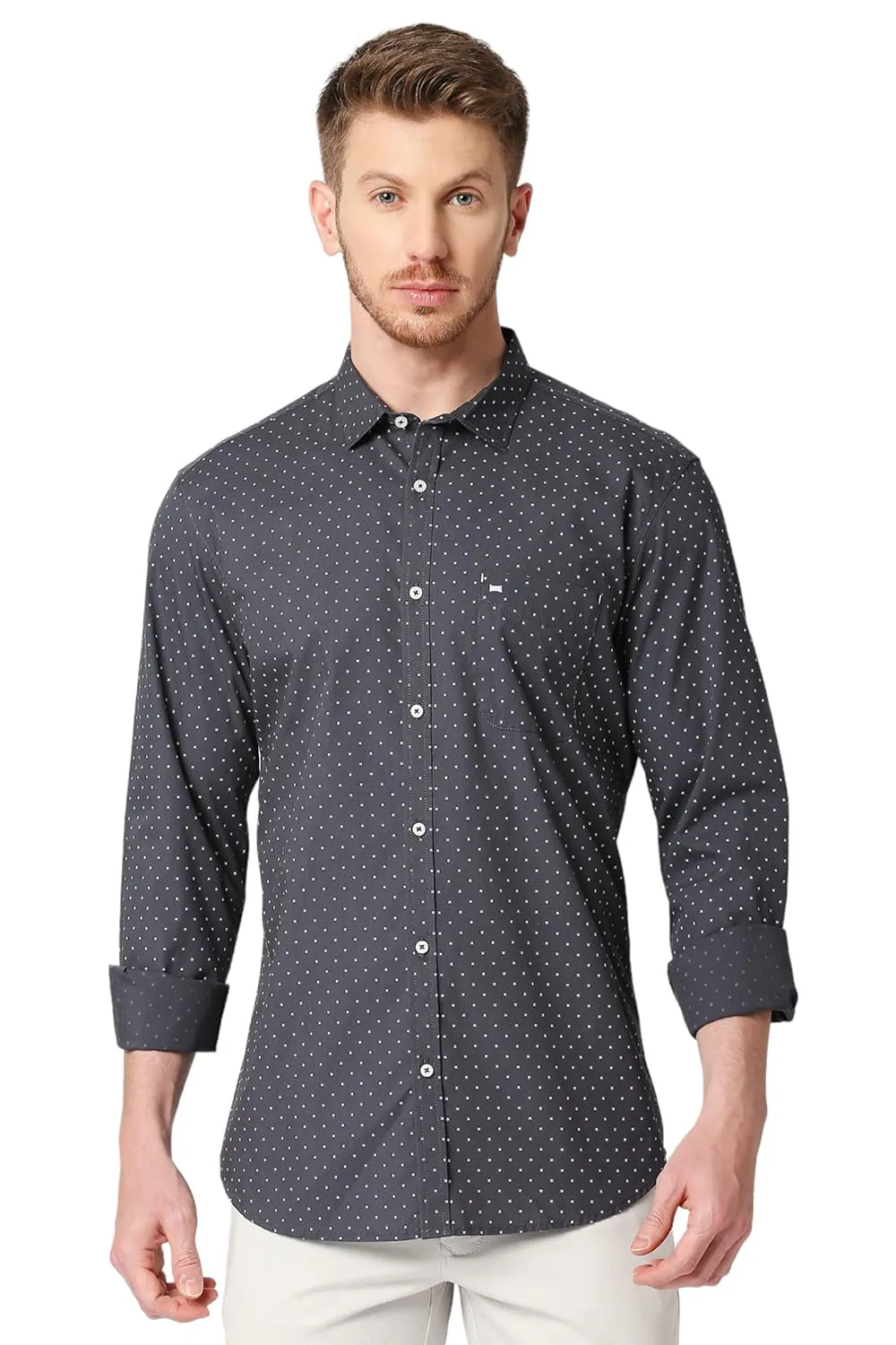 Slim Fit Cotton Poplin Printed Shirts