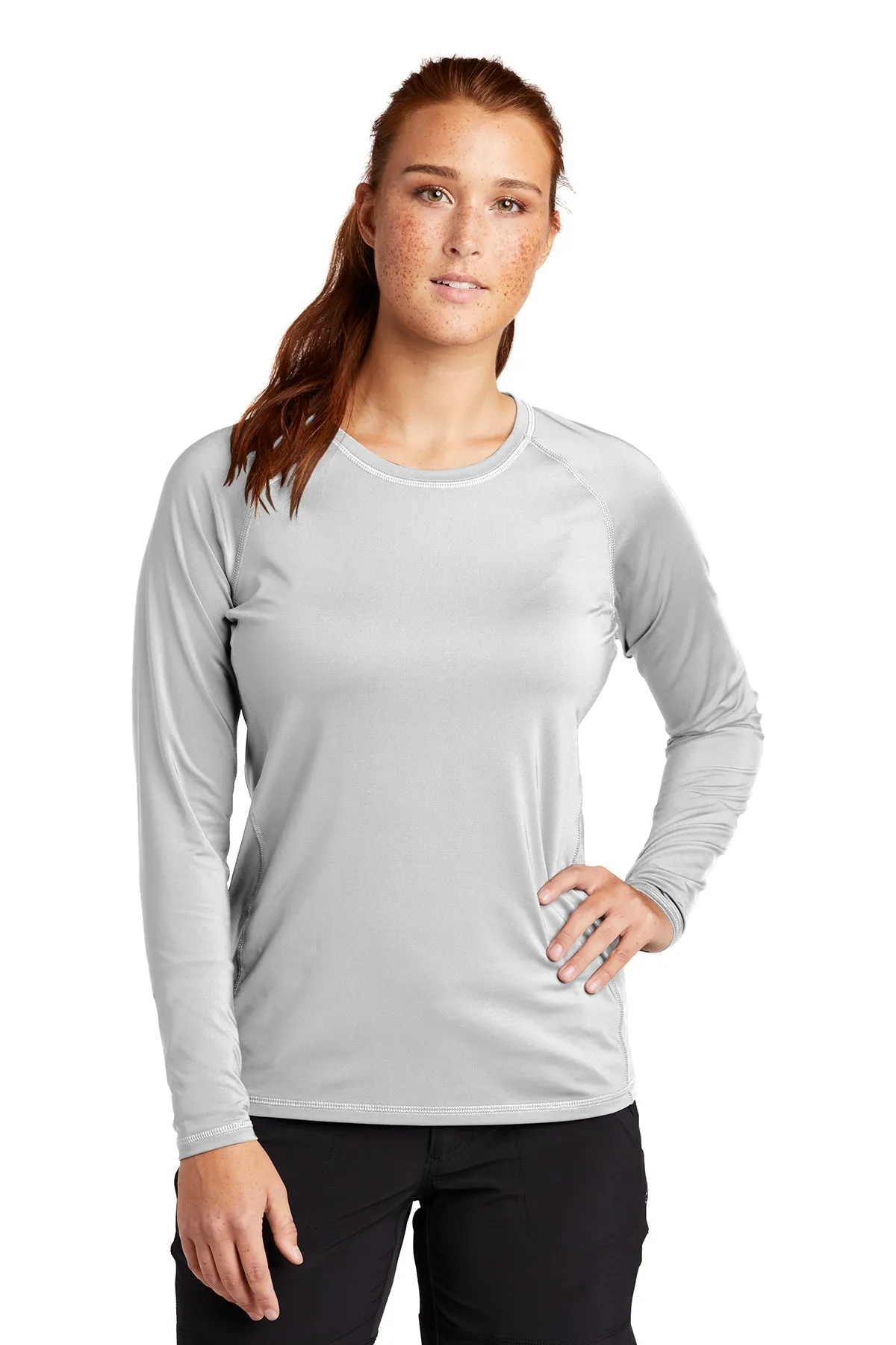 Sport-Tek Ladies Long Sleeve Rashguard Branded Tee's, White