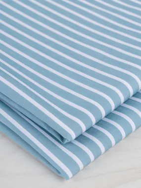 Stripe Cotton Poplin Shirting - Teal   White