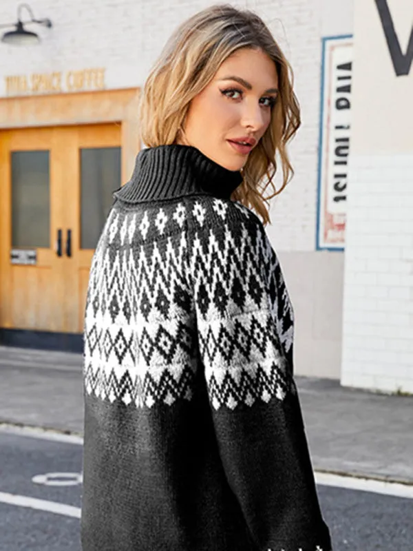 The Cozy Fair Isle Knit Turtleneck Sweater